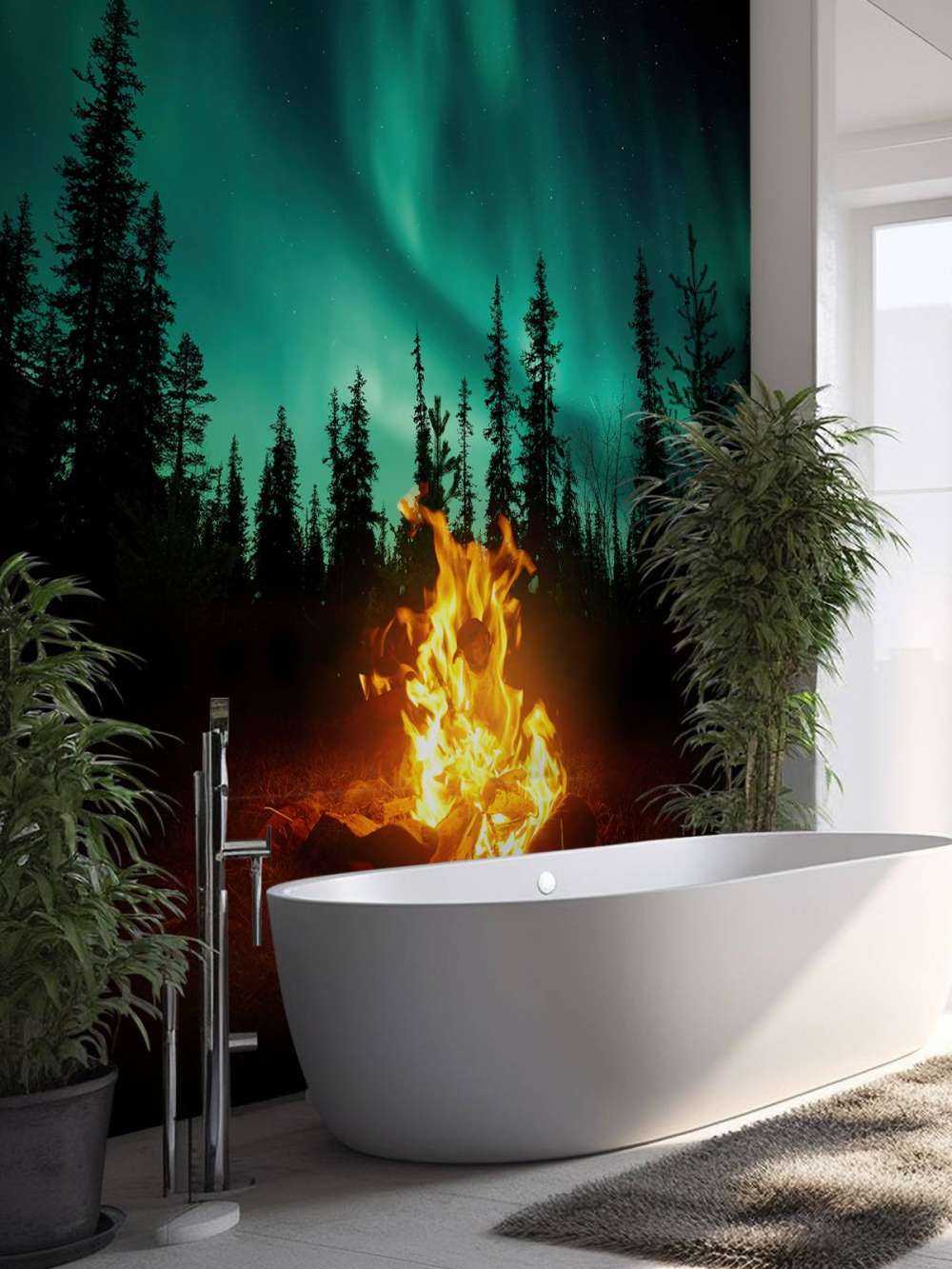 Lagerfeuer unter dem Nordlicht