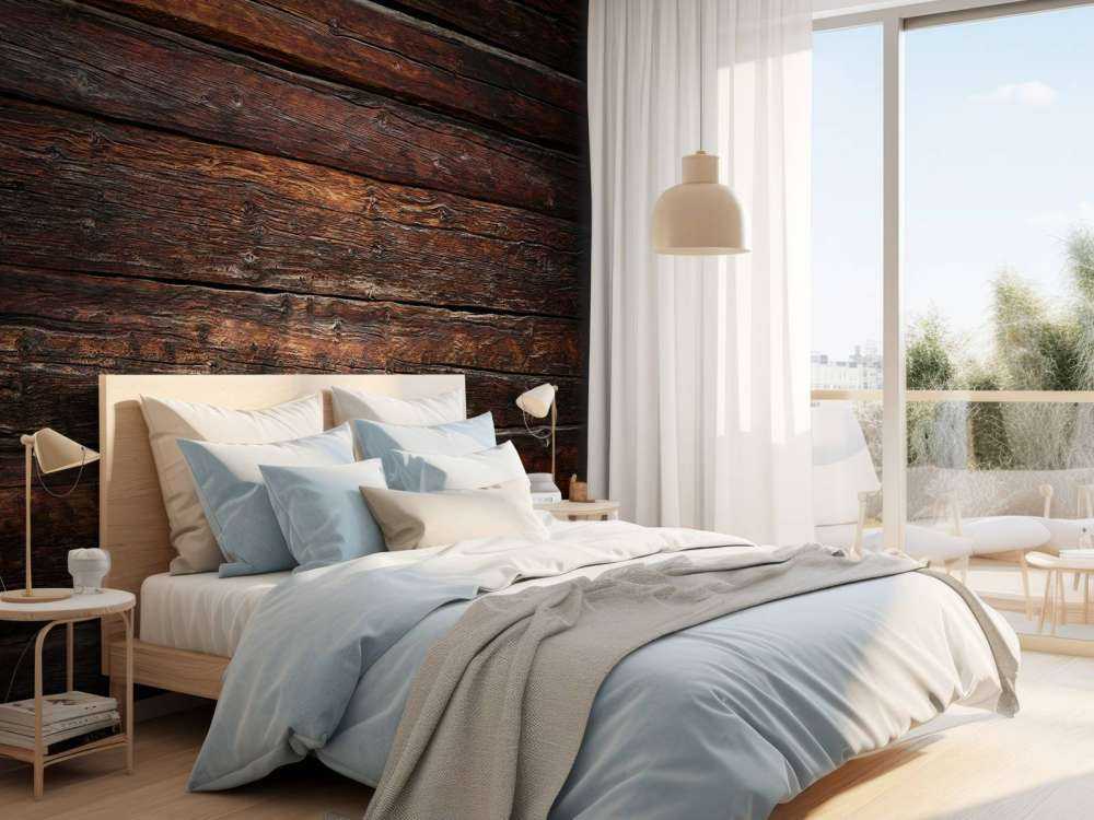Wand aus dunklem Holz