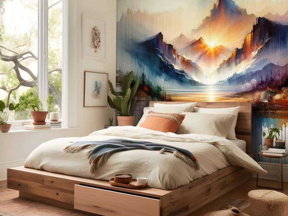 Aquarell Abstrakte Berglandschaft