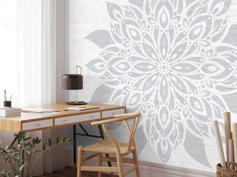 Weiches Grau Mandala Blume