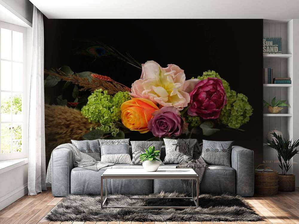 Blumenstrauß mit Feder