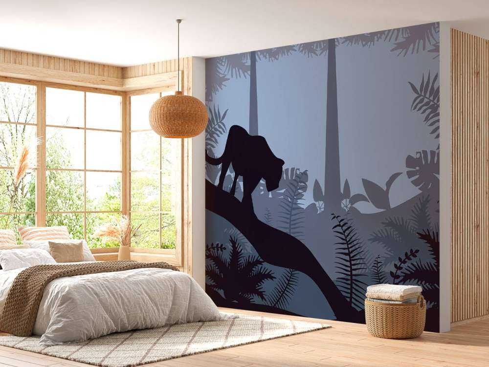 Leopard in einem blauen Dschungel