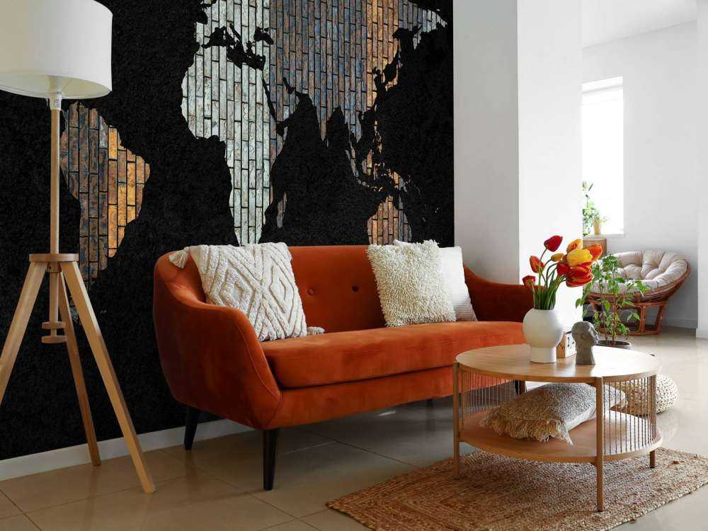 Weltkarte mit vertikalen Steinen