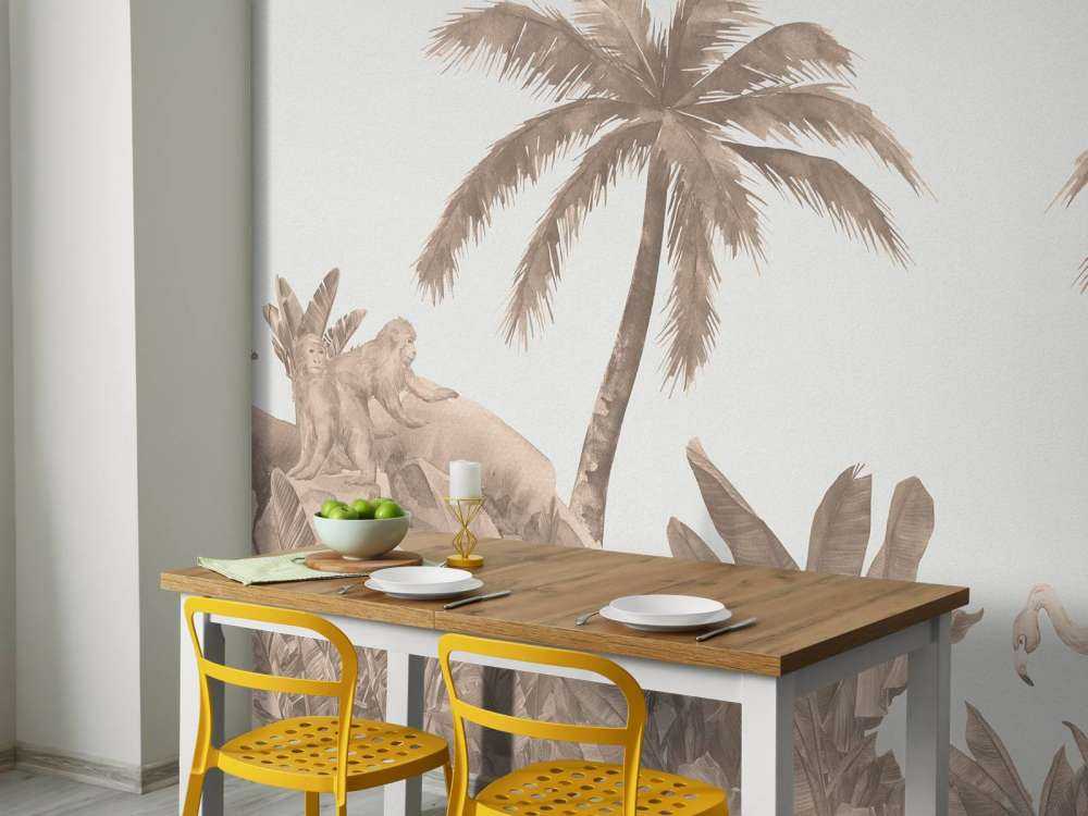 Affen und Flamingos
