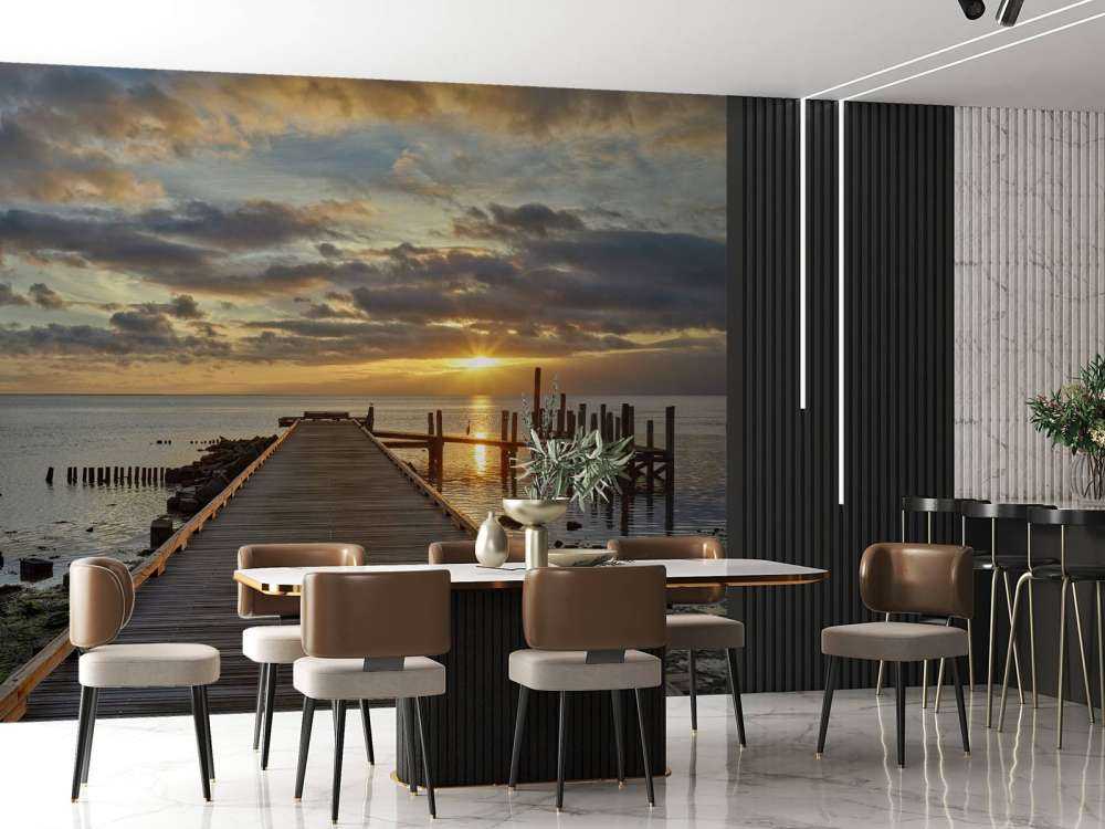 Hölzerner Steg Sonnenaufgang