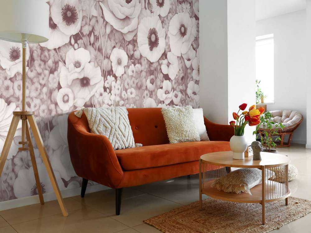 Mohnmärchen Monochrom Bordeaux