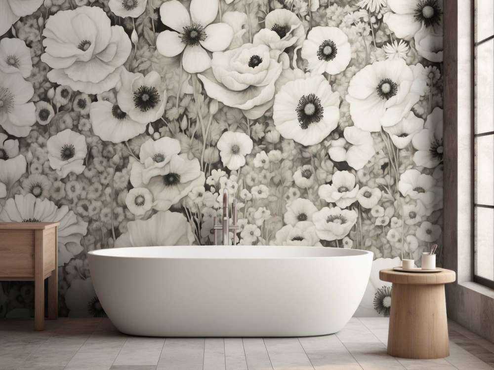 Mohnmärchen Monochrom Dunkelgrün