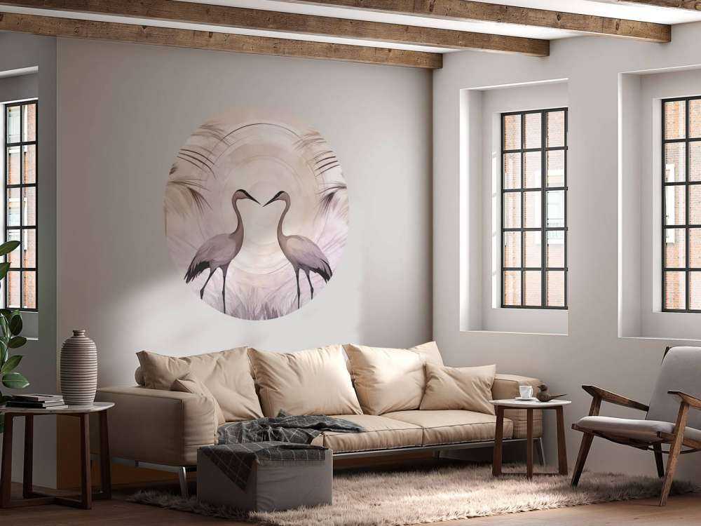 Kräne bei Sonnenuntergang Grau