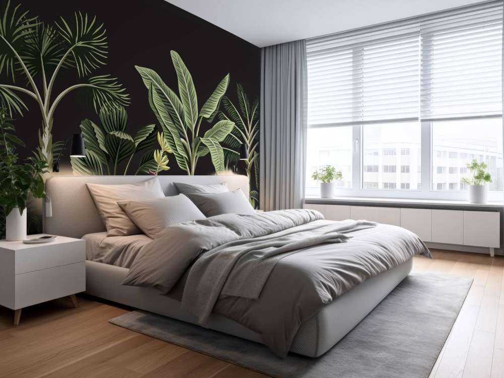 Tropische Palme auf dunklem Hintergrund
