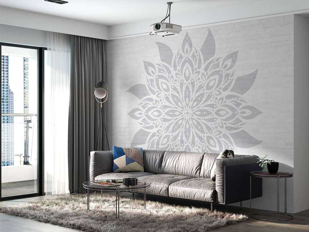 Weiches Grau Mandala Blume