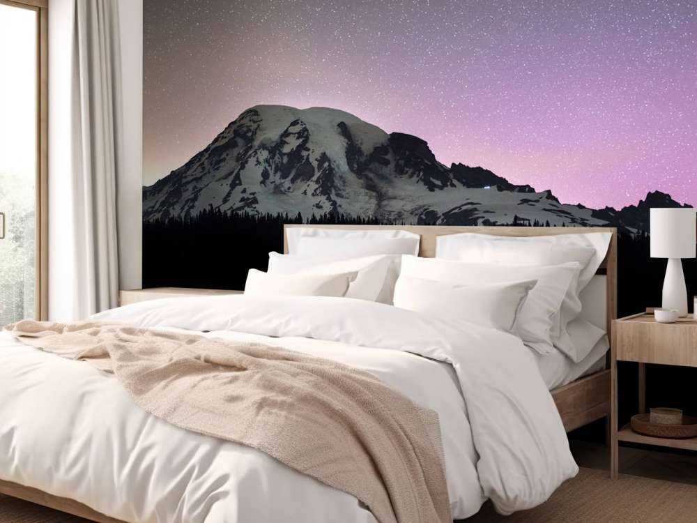 Mount Rainier mit Nordlicht