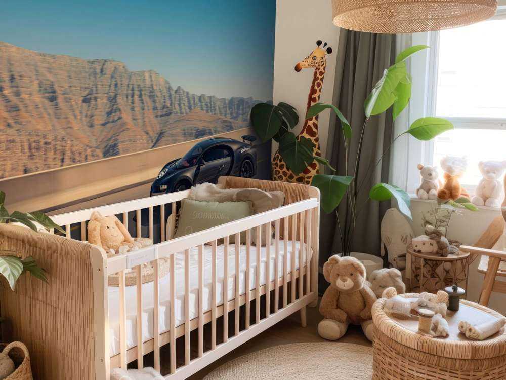 Hypercar gegen bergige Landschaft