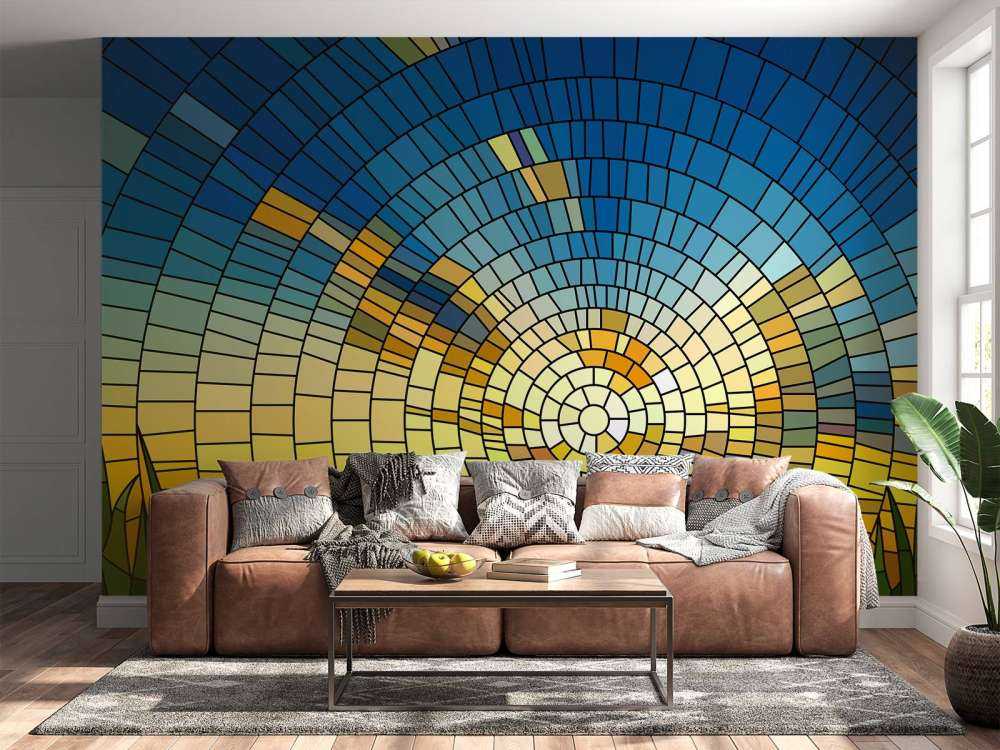 Sonnenuntergang über einer Wiese