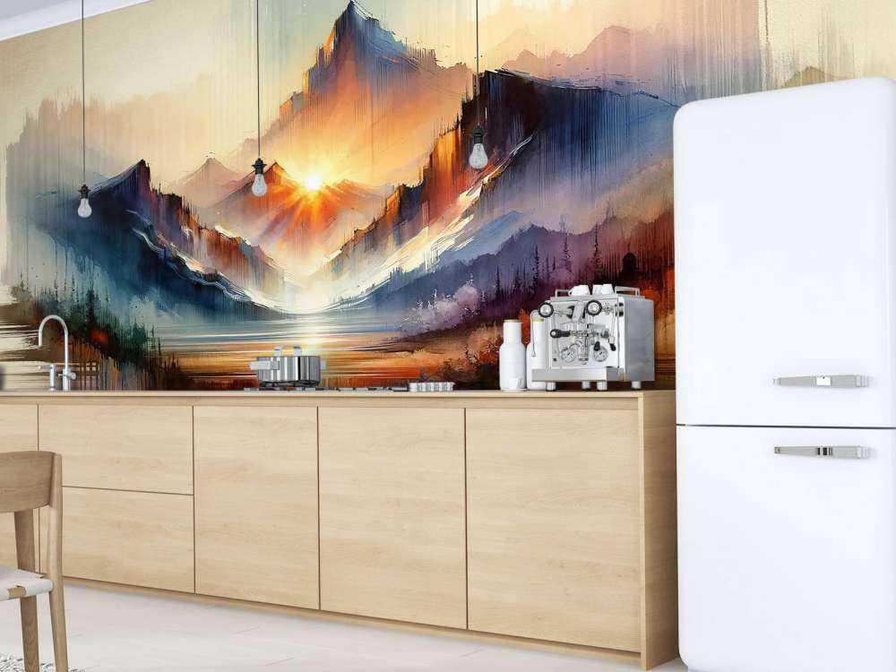 Aquarell Abstrakte Berglandschaft