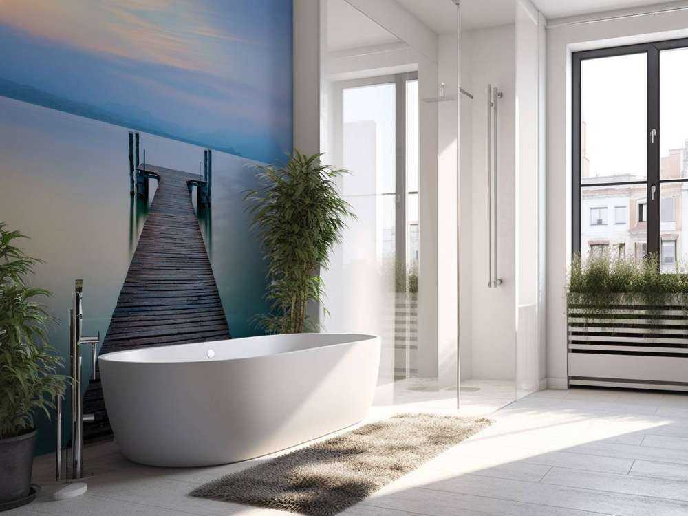 Steg bei Sonnenuntergang