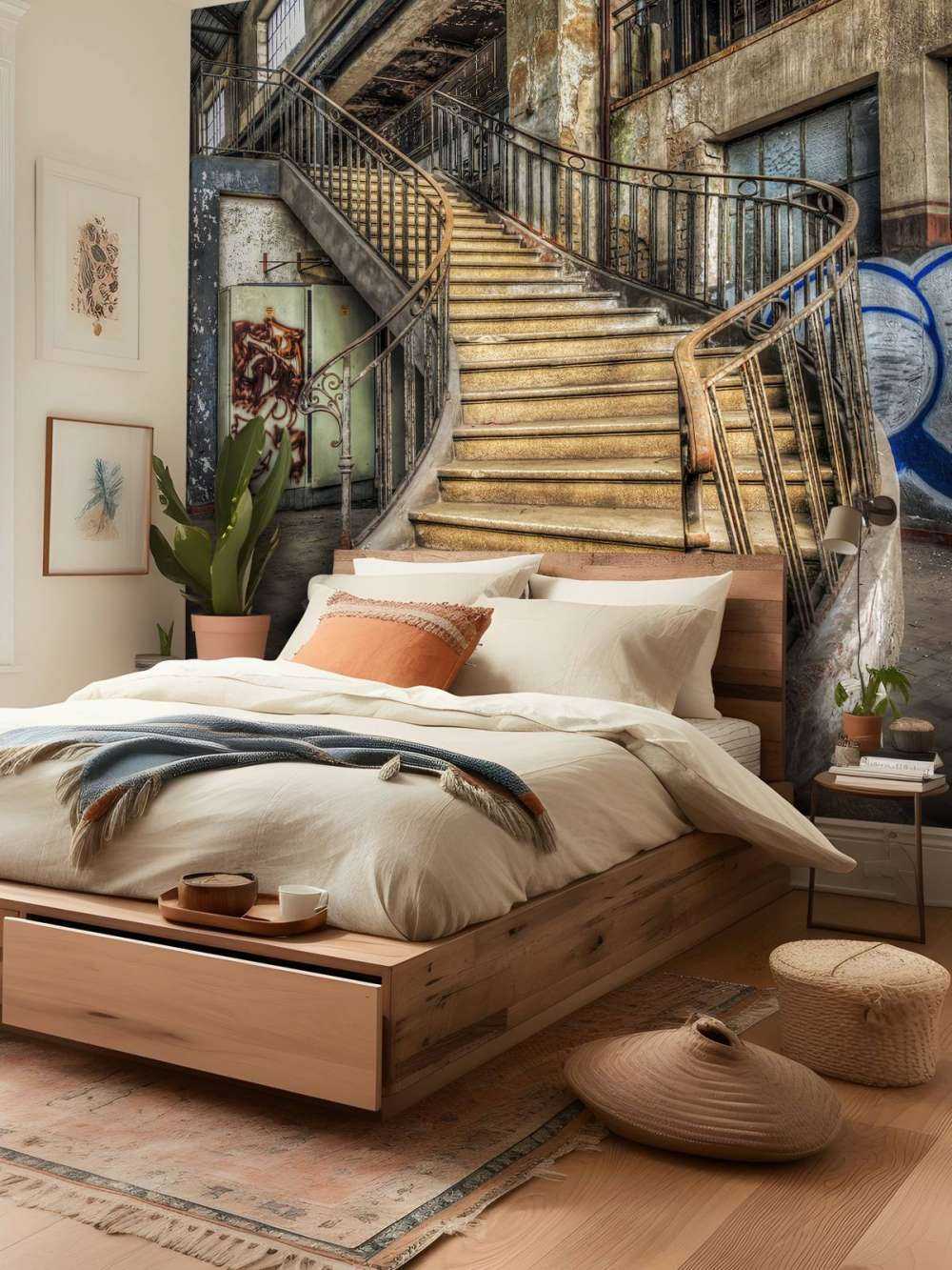 Eine verfallene treppe