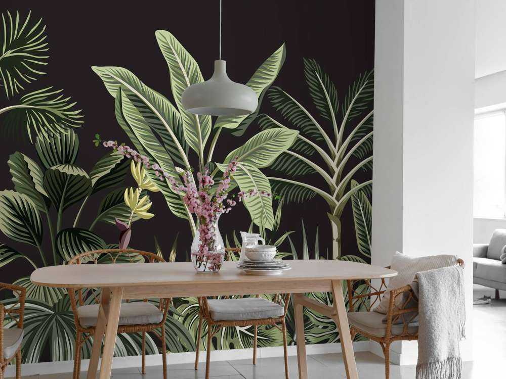 Tropische Palme auf dunklem Hintergrund