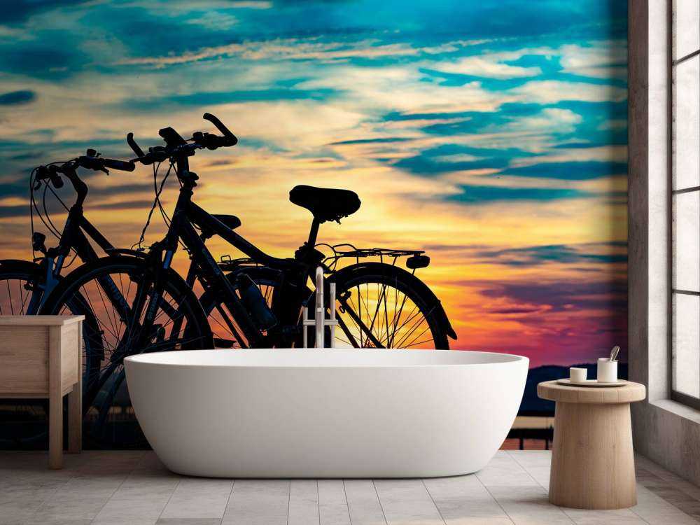 Radfahren bei Sonnenuntergang