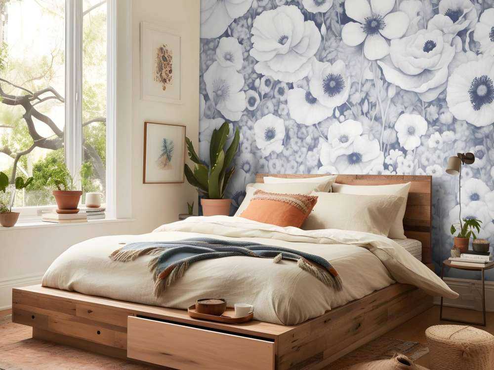 Mohnmärchen Monochrom Blau