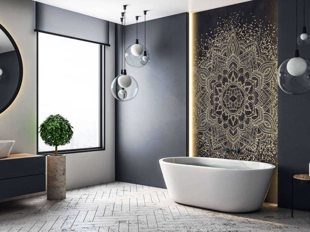 Golden Sparkling Mandala - dunkelmarine