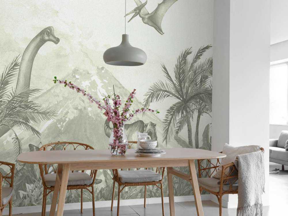 Verschiedene Dinosaurier in grün