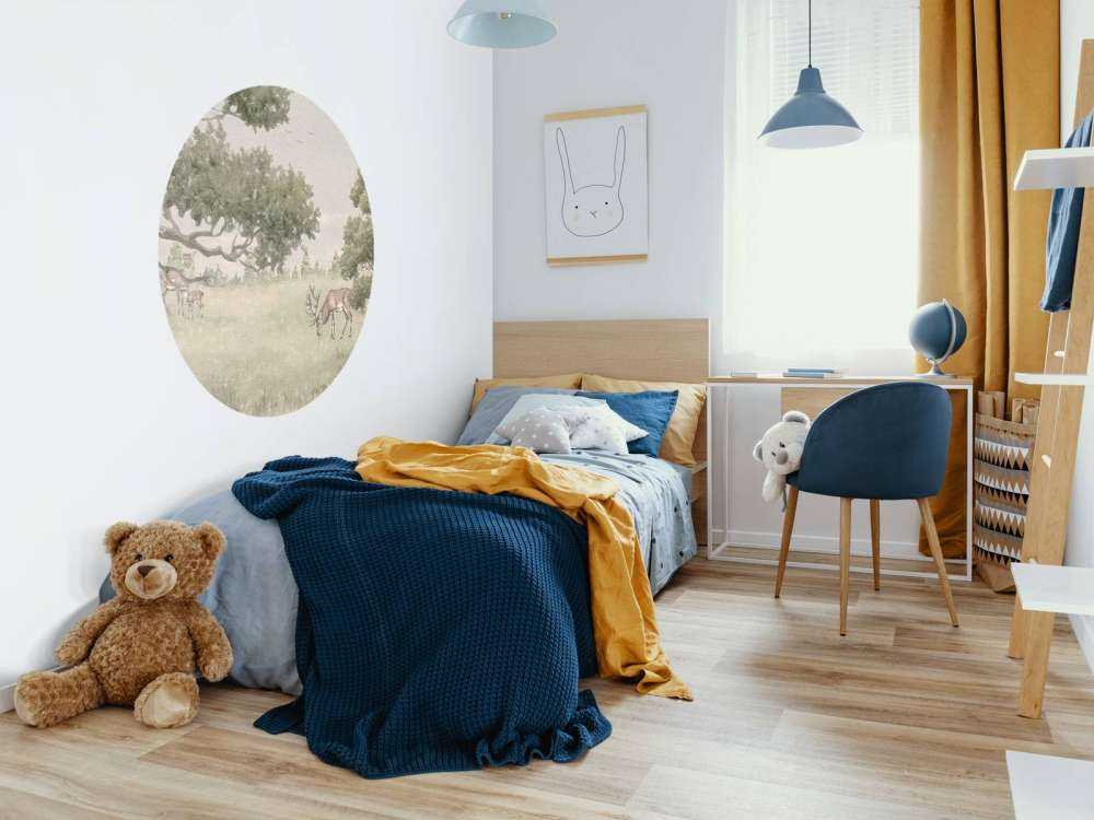 Landschaft mit Tieren in Beige