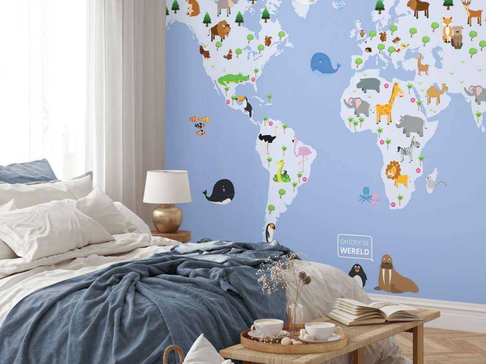Kinder Weltkarte blau