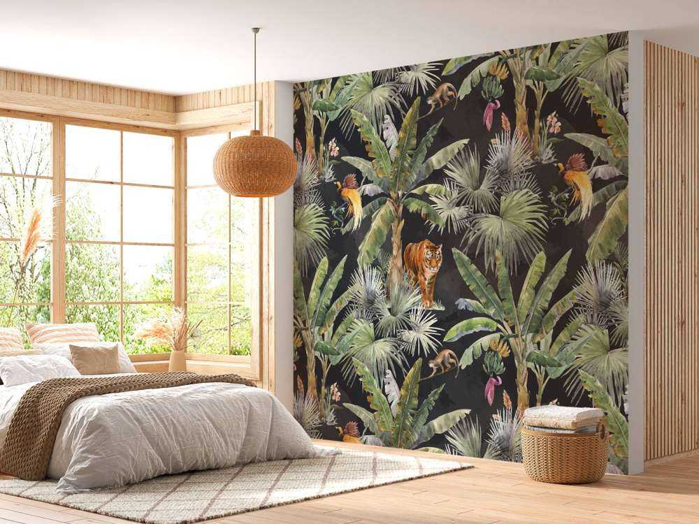 Palmen und Dschungeltiere