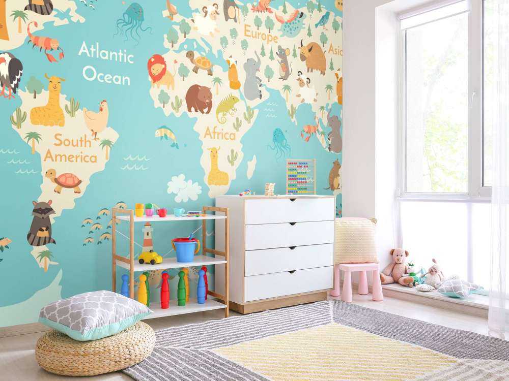 Weltkarte mit Tieren