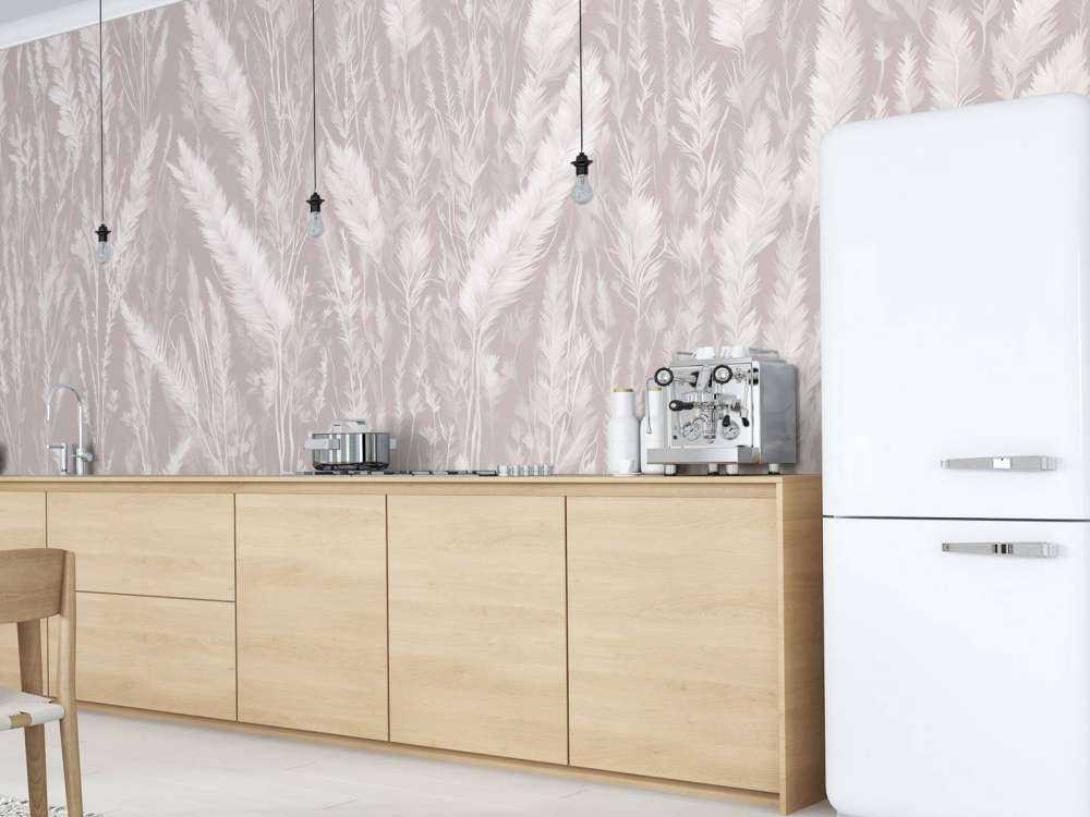 Wand von Feldgräsern - taupe