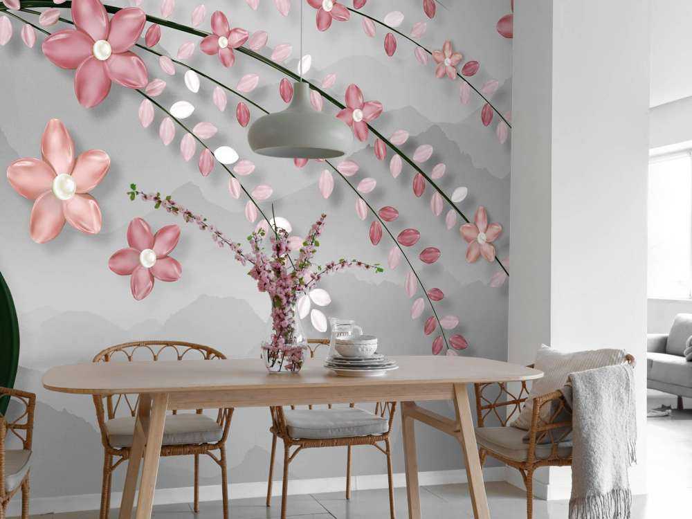 3D-Baum mit rosa Blumen