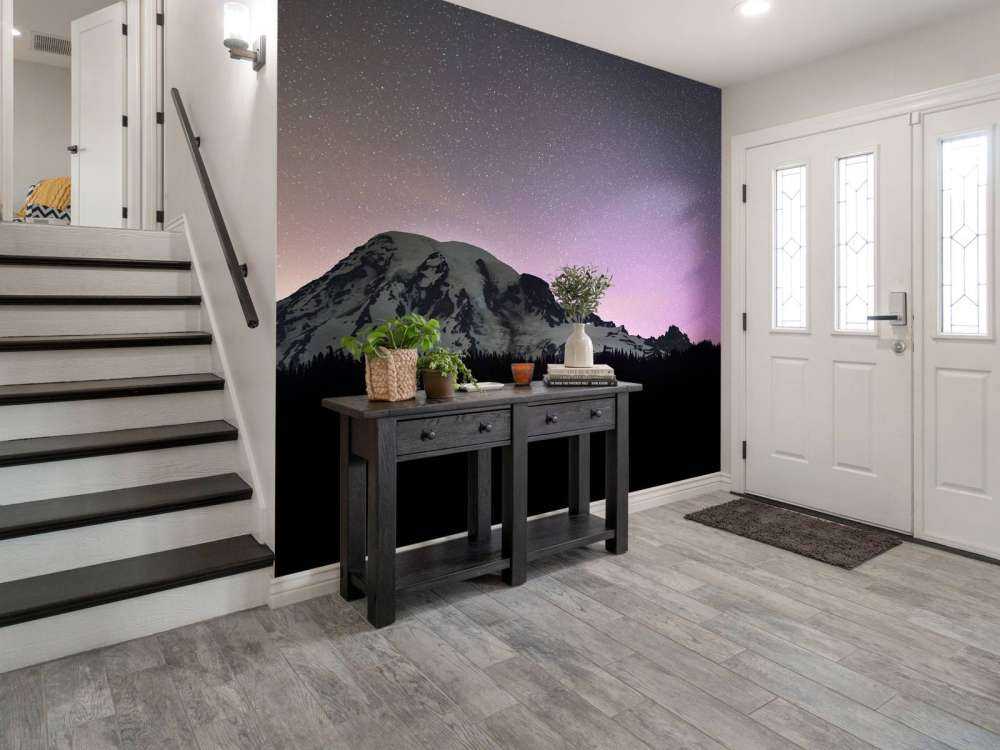 Mount Rainier mit Nordlicht