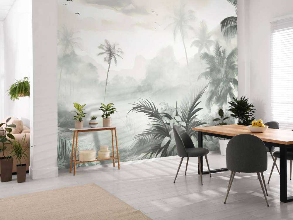 Nebelige Palmenhorizont