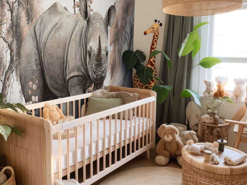Baby-Nashorn in der Savanne taupe