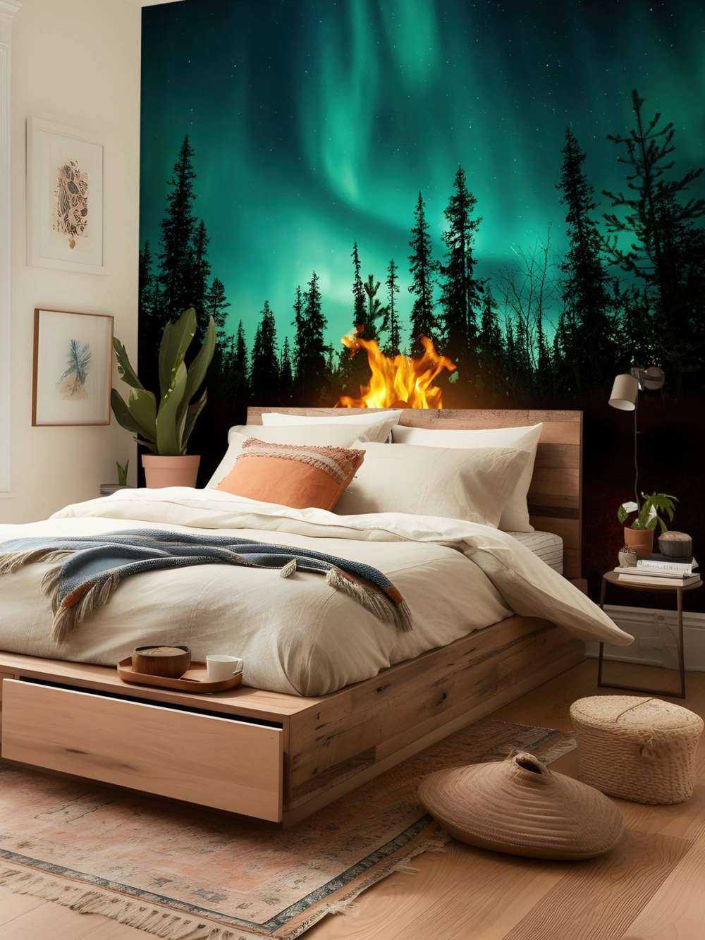 Lagerfeuer unter dem Nordlicht