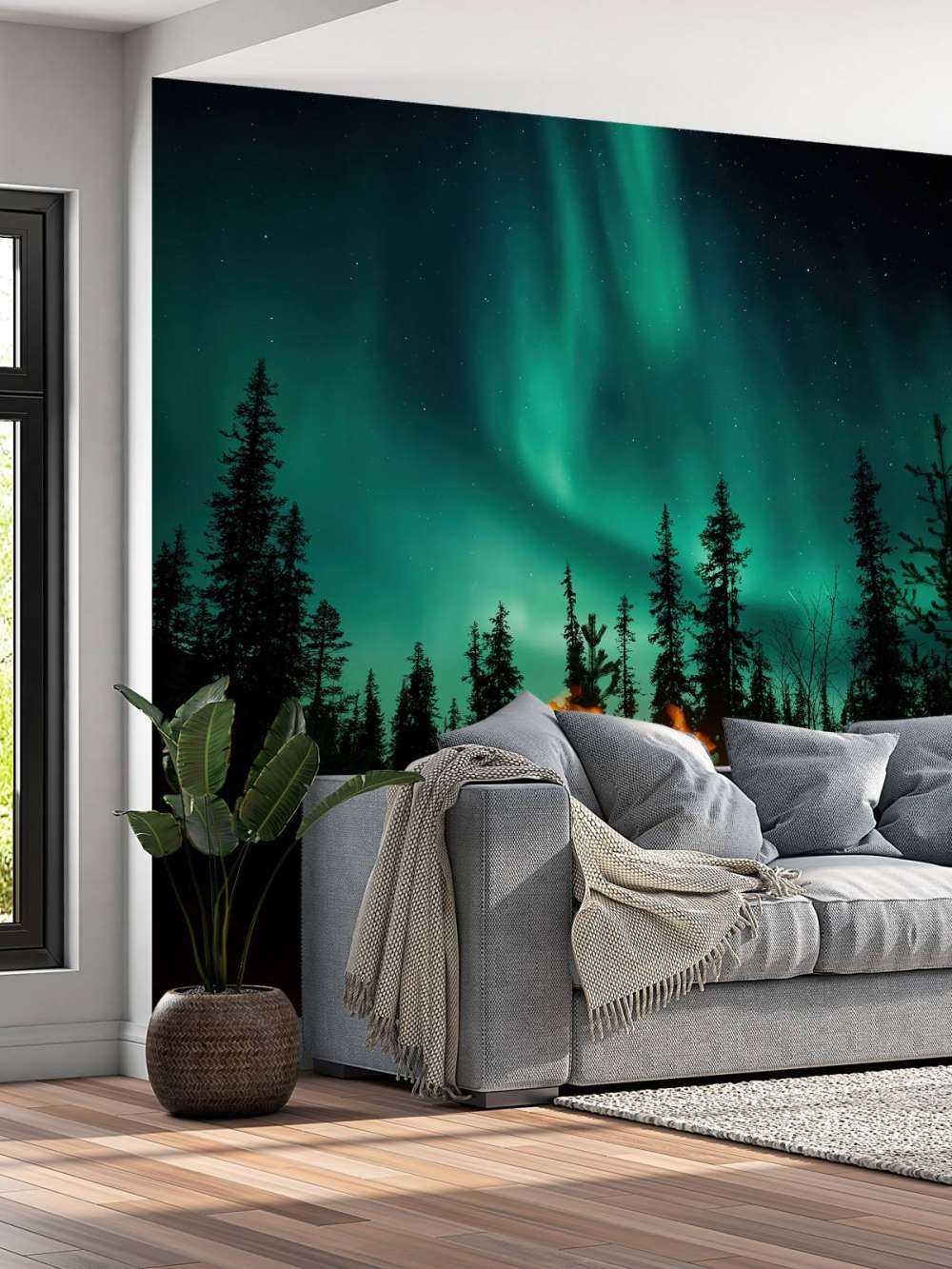 Lagerfeuer unter dem Nordlicht