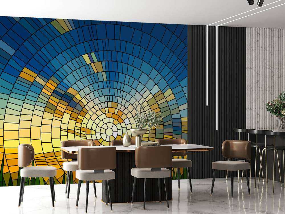 Sonnenuntergang über einer Wiese