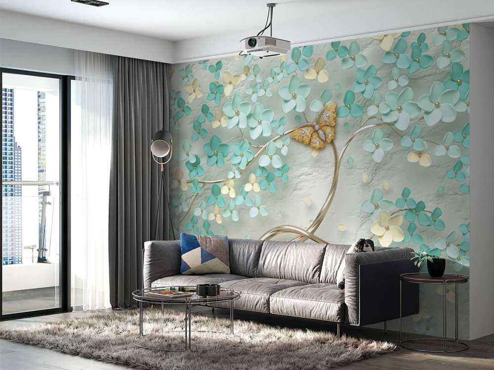 Goldene Fantasie Baum mit grünen Blumen
