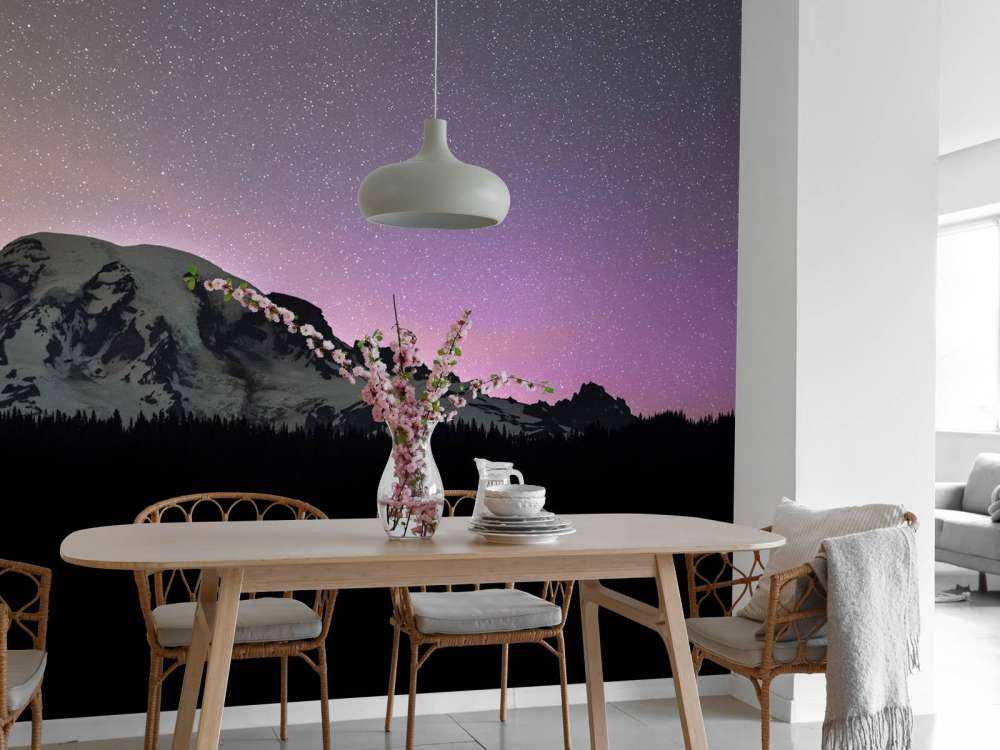 Mount Rainier mit Nordlicht