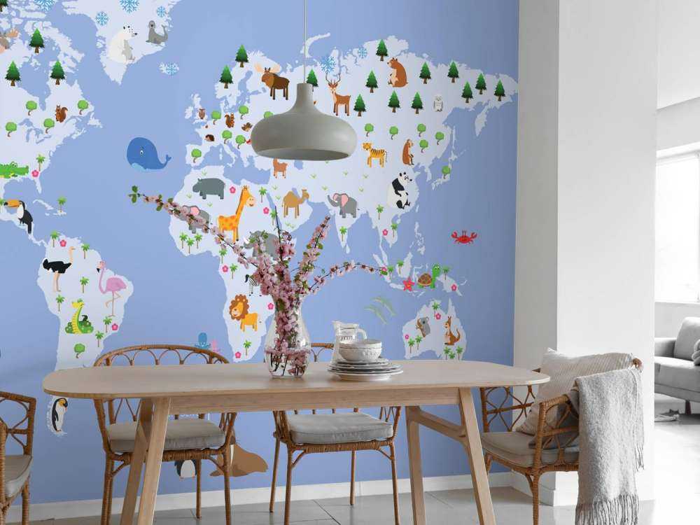 Kinder Weltkarte blau