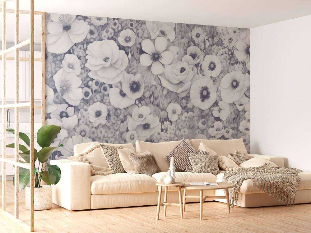 Mohnmärchen Monochrom Blau