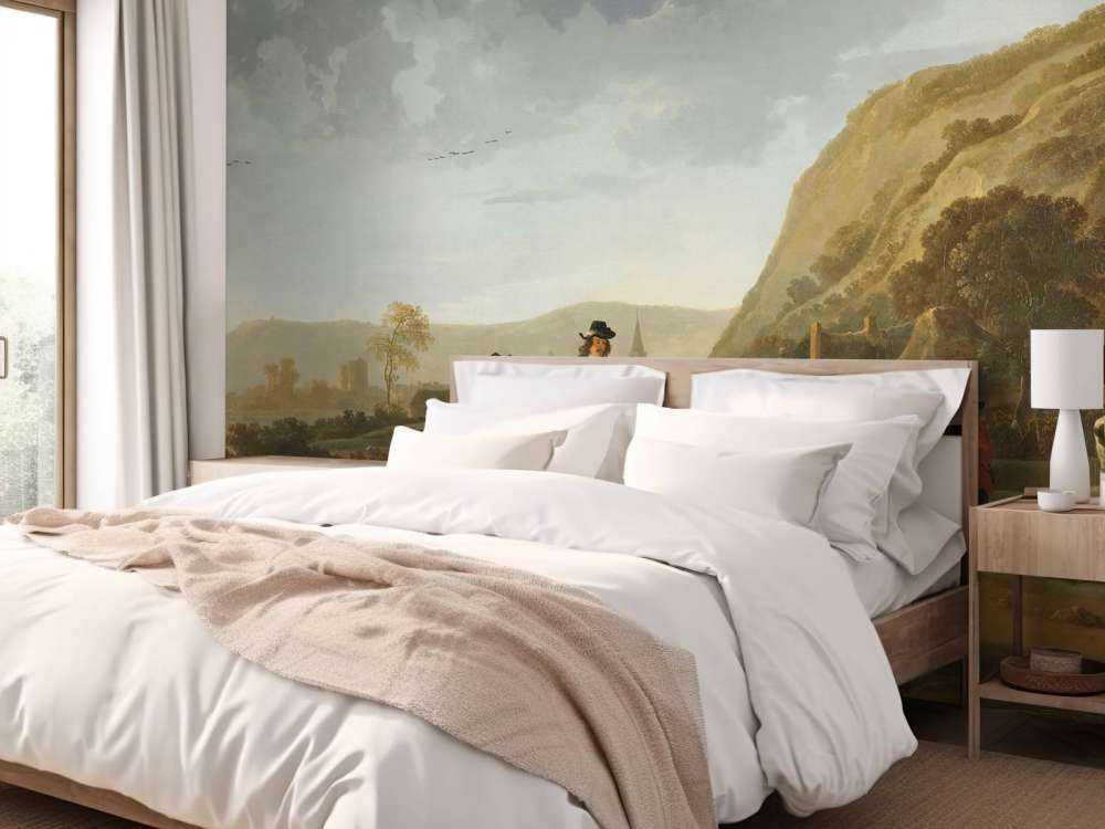 Flusslandschaft mit Reitern