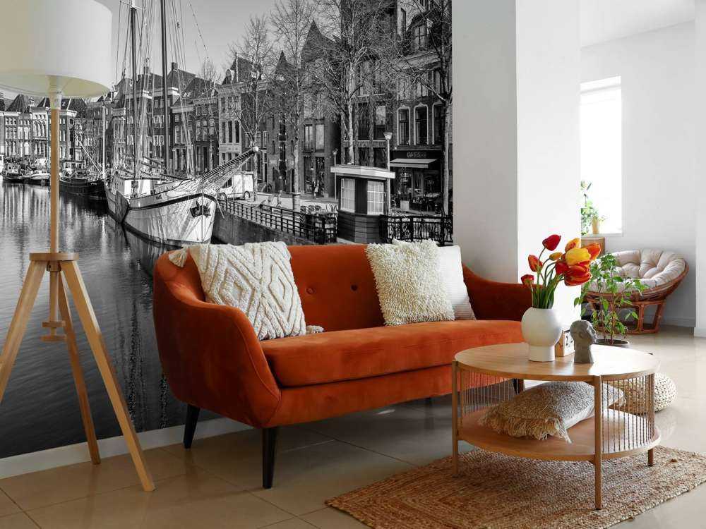 Historisches Schiff im Fluss A in Groningen In Schwarz und Weiß 