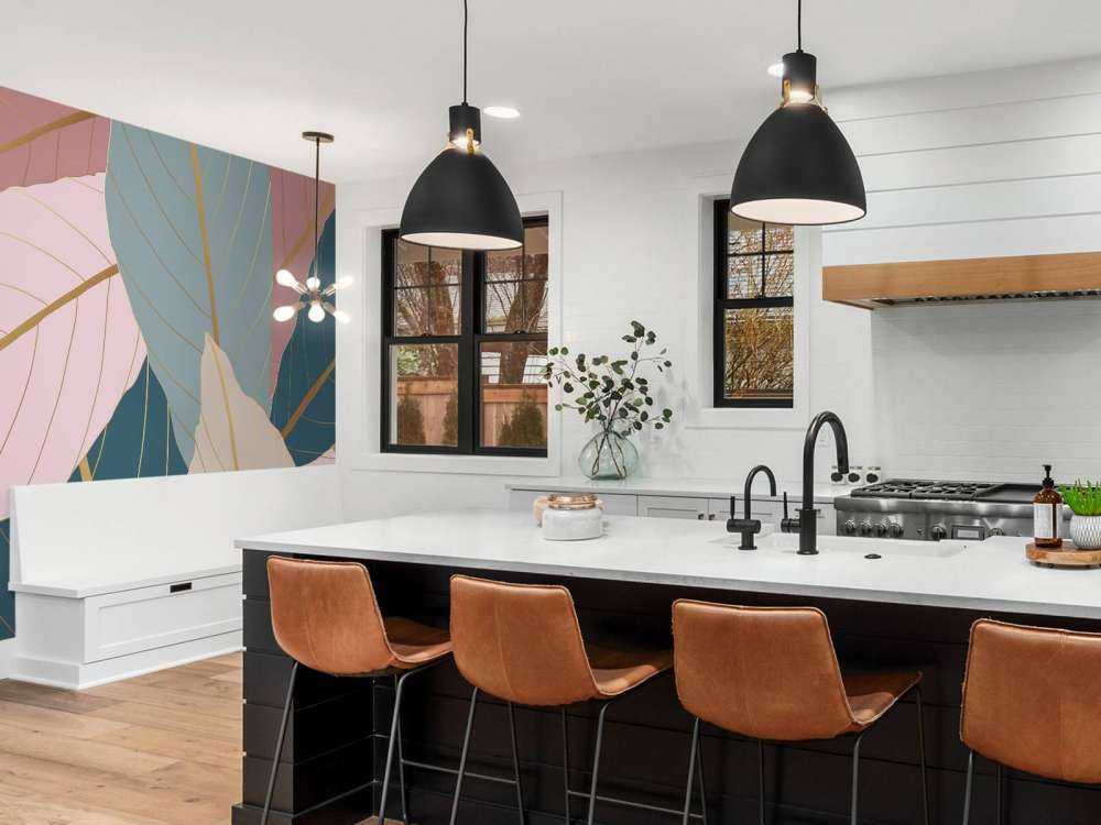 Tropische Blätter mit Gold