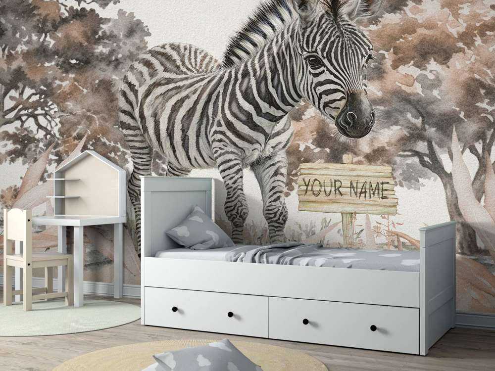 Junges Zebra in der Natur taupe