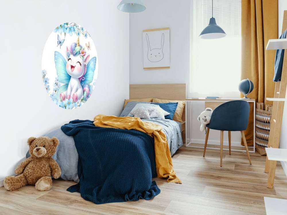 Fröhliche Feen Einhorn und Blumen