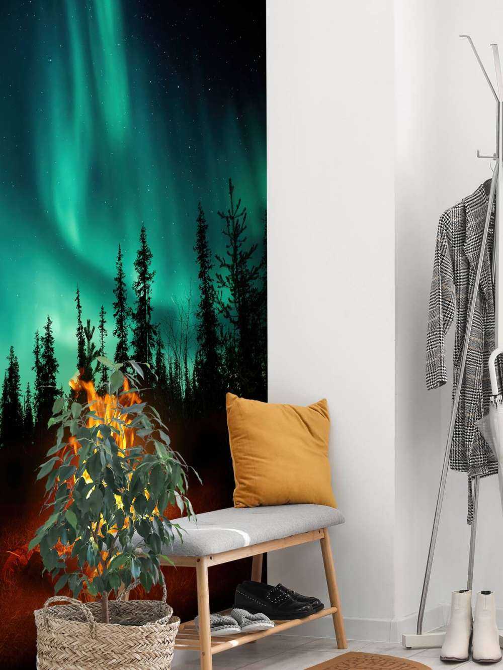 Lagerfeuer unter dem Nordlicht