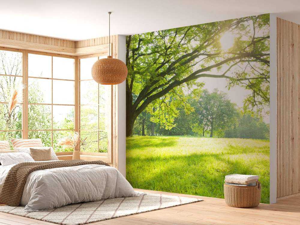 Schöner Baum mit grünem Gras