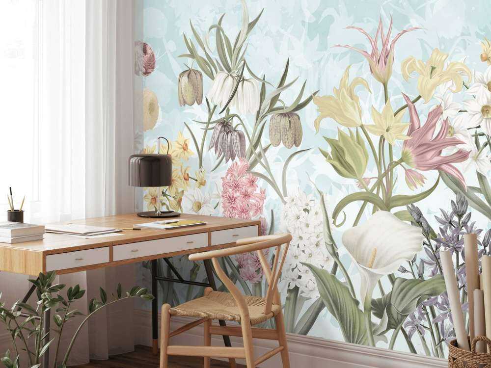 Frühjahrsblumen - Nebeliges Aqua