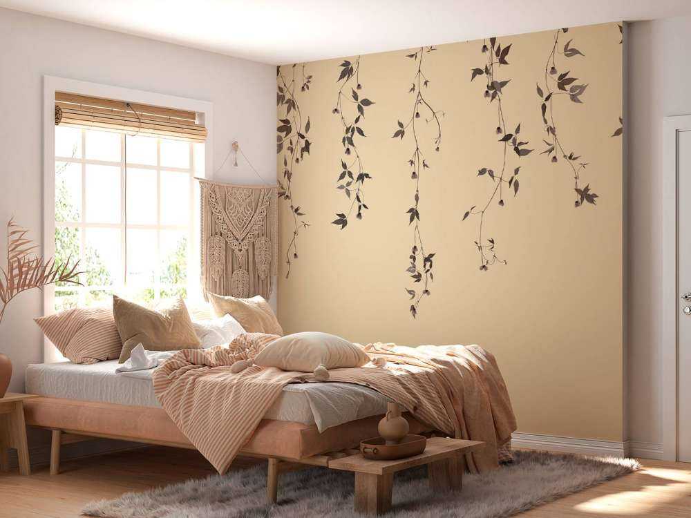 Clematiszweige auf Beige